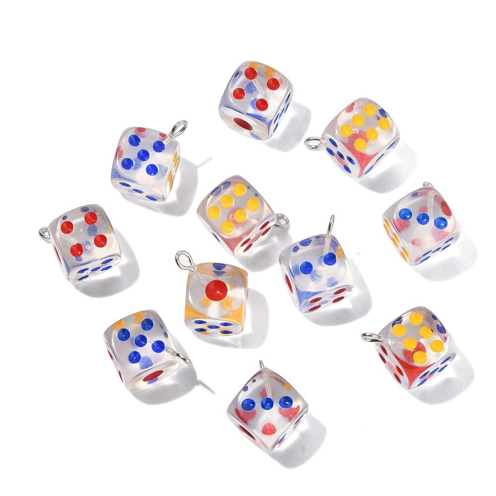 4252 30 Pcs Transparent Resin Cube Square Dice Charms for Jewelry Making